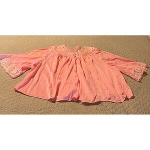 Vintage Shadowline Pink Nylon Lace Trimmed Granny Core 1970s Bed Jacket M NWOT